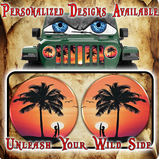 Surfs up round headlight decals 161