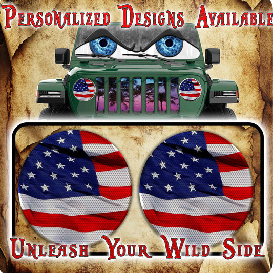 Merica round headlight decals 165