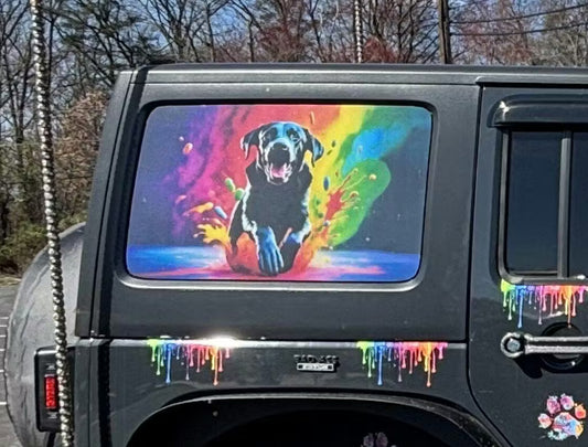 Highland cow Rear quarter window see through graphic.