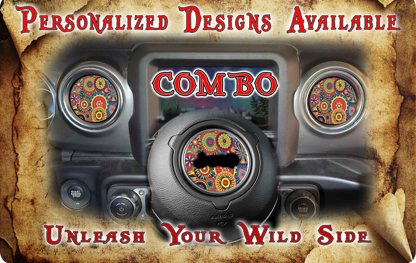 Steering wheel decal Hippy Flower