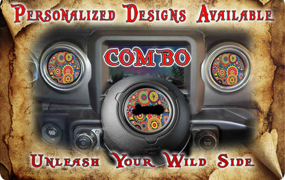 Steering wheel decal Hippy Flower