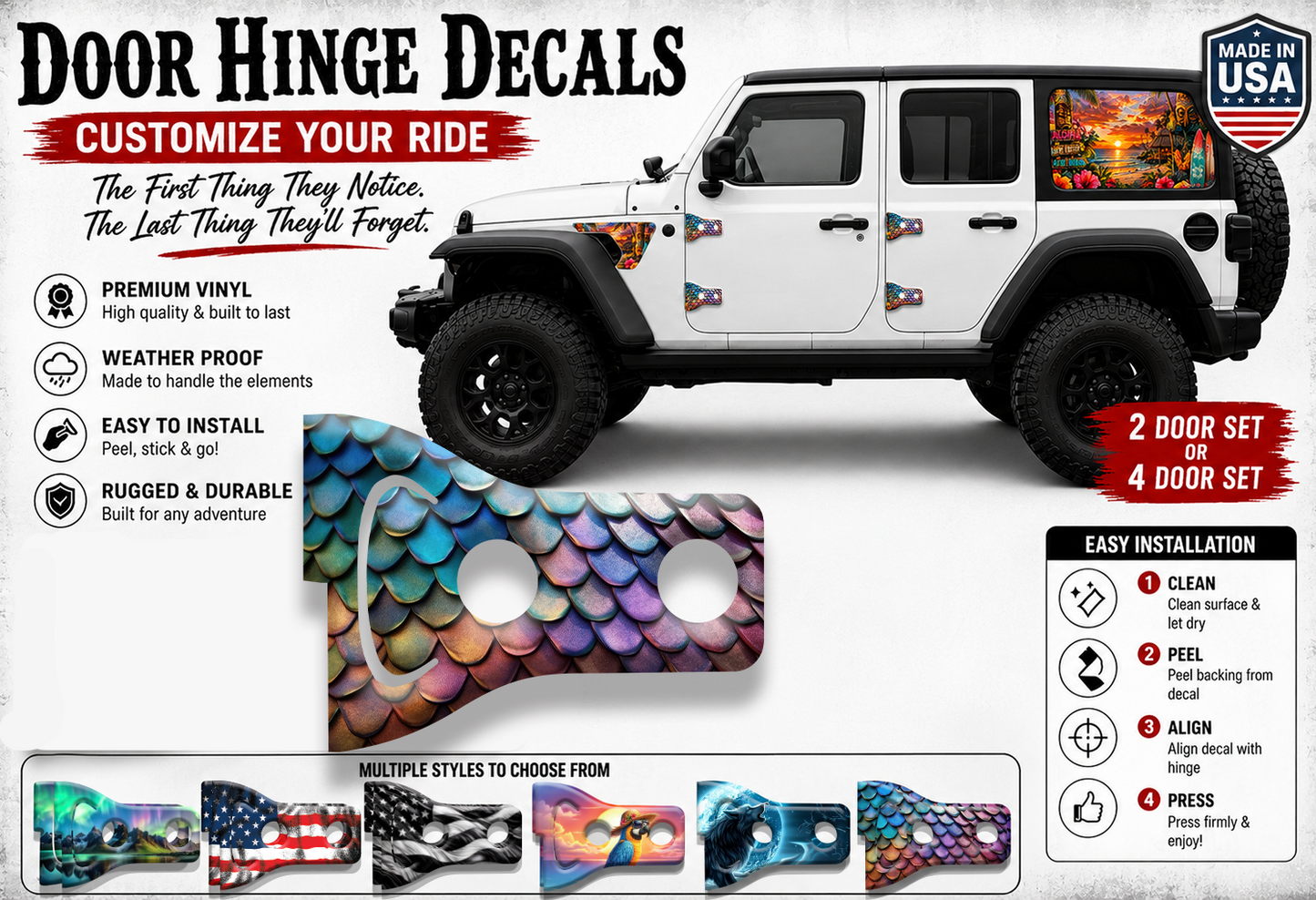 Dragon scales Door hinge decals 17
