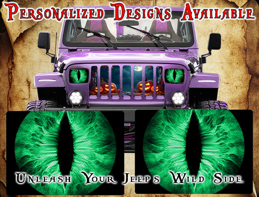 Green eyes scales decals for YJ or 5x7 headlights