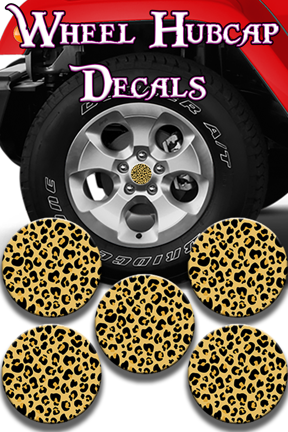 Leopard print design Hub cap decal 18
