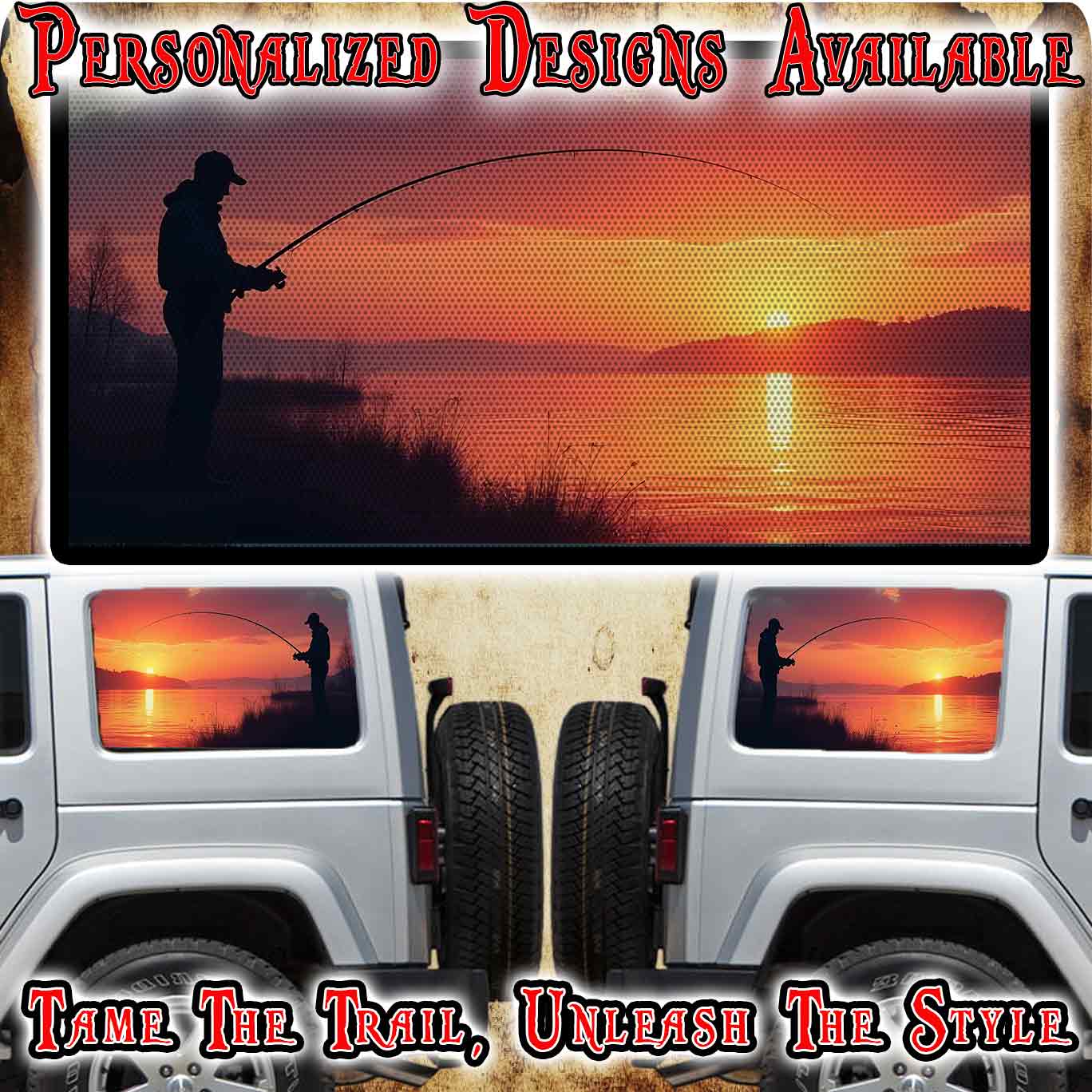 fishing Rear quarter window see through graphic.