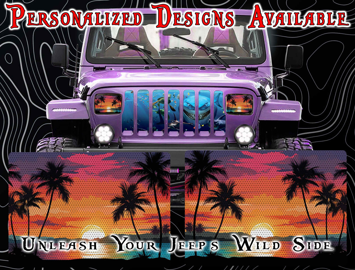 Beach Eye decals for YJ or 5x7 headlights