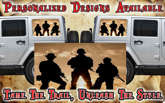 Three brothers Rear quarter window see through graphic.