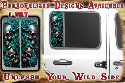 Teal Skull Side door window  208