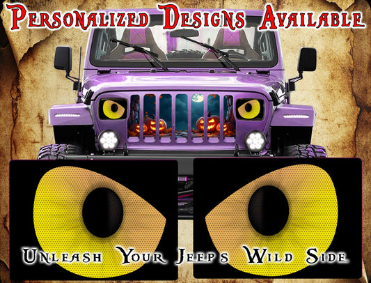 Mean yellow eyes decals for YJ or 5x7 headlights