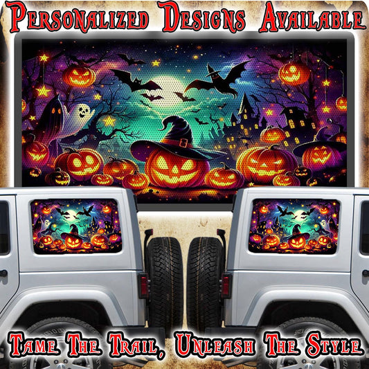 Pumpkin patch Rear quarter window see through graphic.