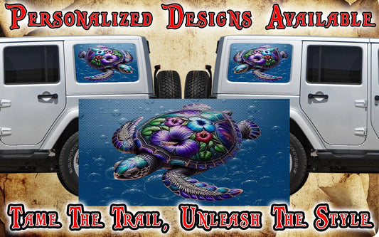 Sea Turtle Rear quarter window see through graphic.