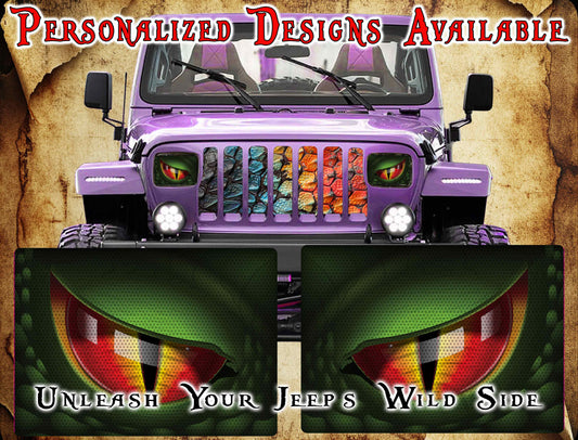 Dino Eye decals for YJ or 5x7 headlights