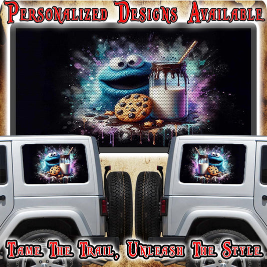 Cookies Rear quarter window see through graphic.