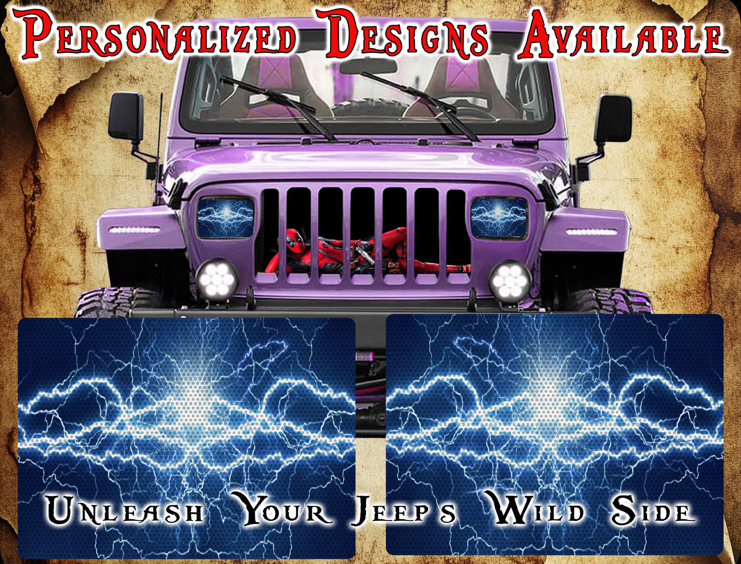 Blue lighting Eye decals for YJ or 5x7 headlights