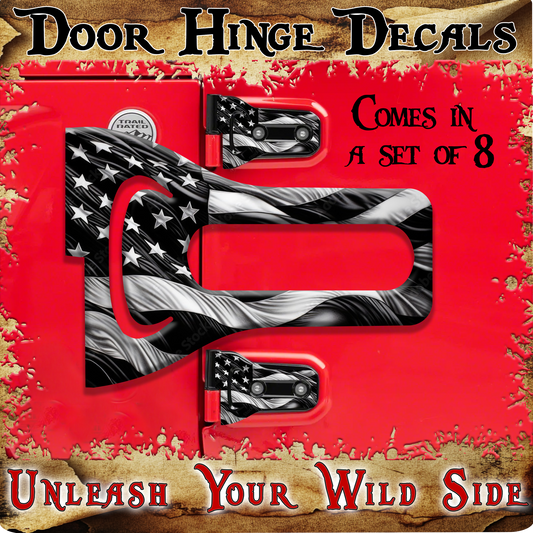 Black and white American flag Door hinge decals 2
