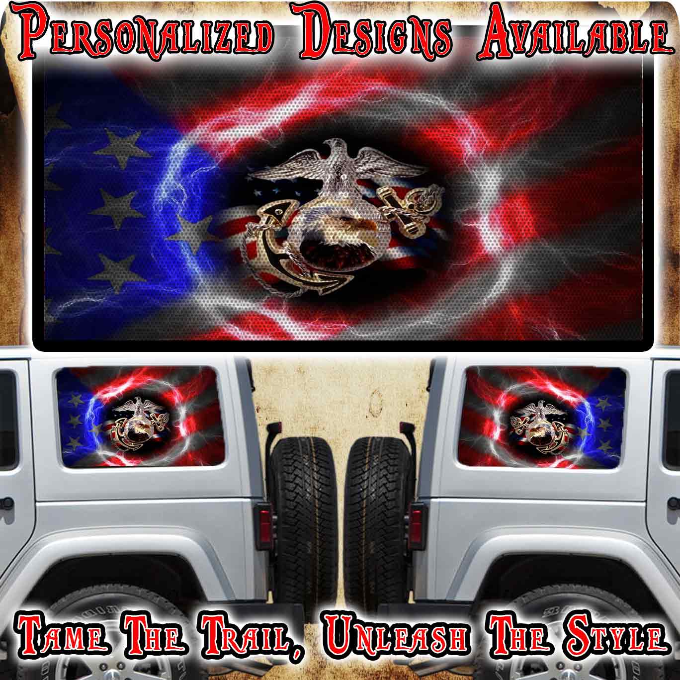 USMC Rear quarter window see through graphic.