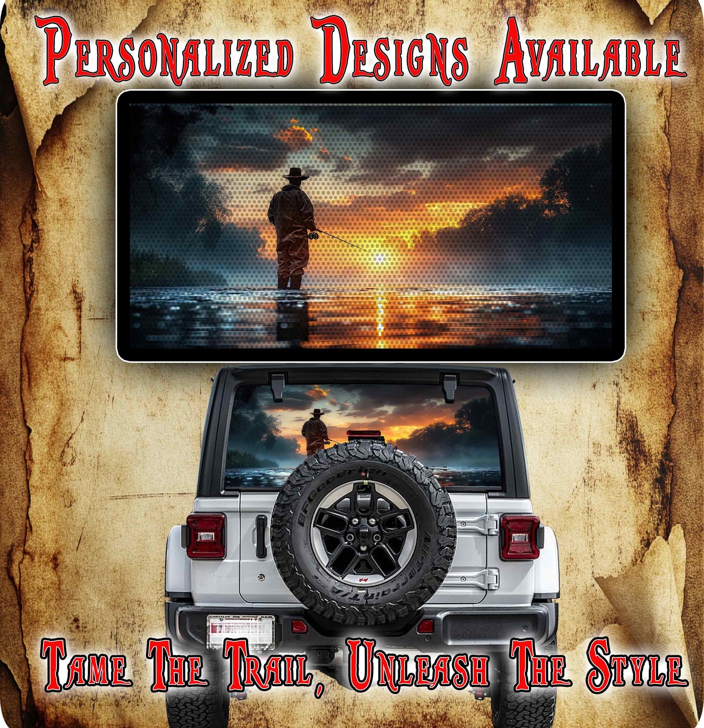 fishing rear window see through graphic.