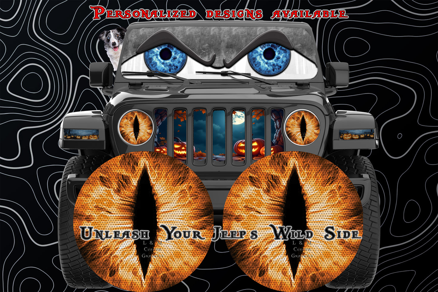 Orange round cat eyes decals