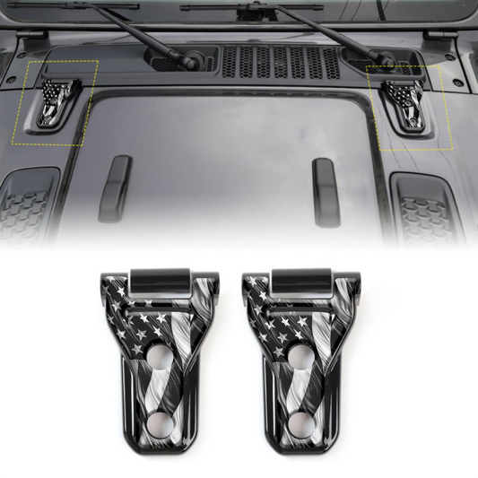 Black and white American flag hood hinge decals 2