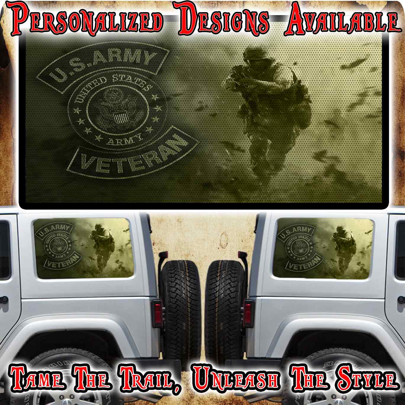 US Army Rear quarter window see through graphic.