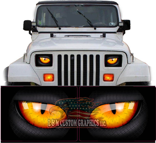 orange Eye decals for YJ or 5x7 headlights