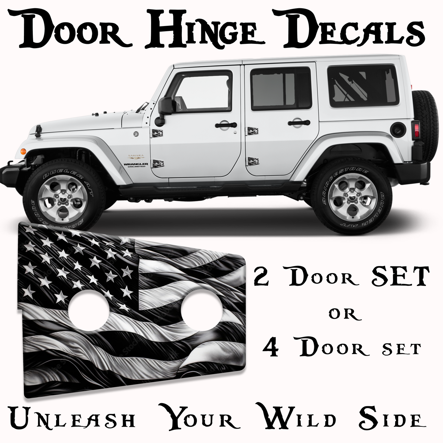 JK American flag door hinge decal 2