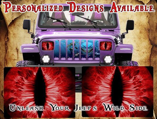Red cat eyes decals for YJ or 5x7 headlights
