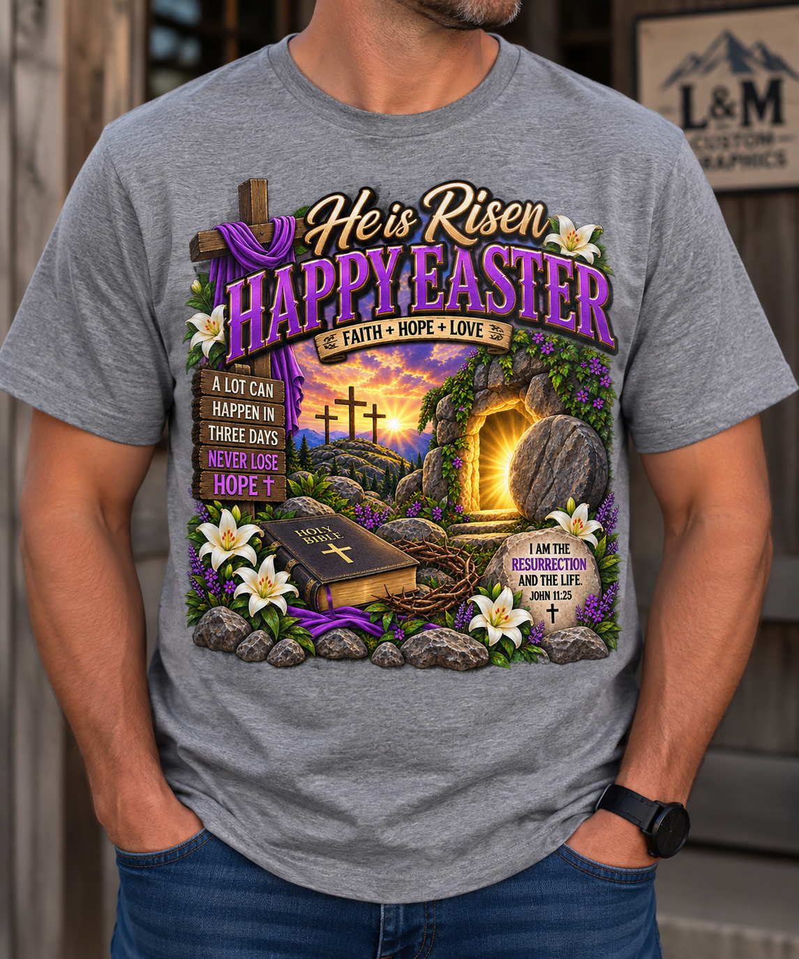 He Is Risen – Happy Easter Christian T-Shirt
