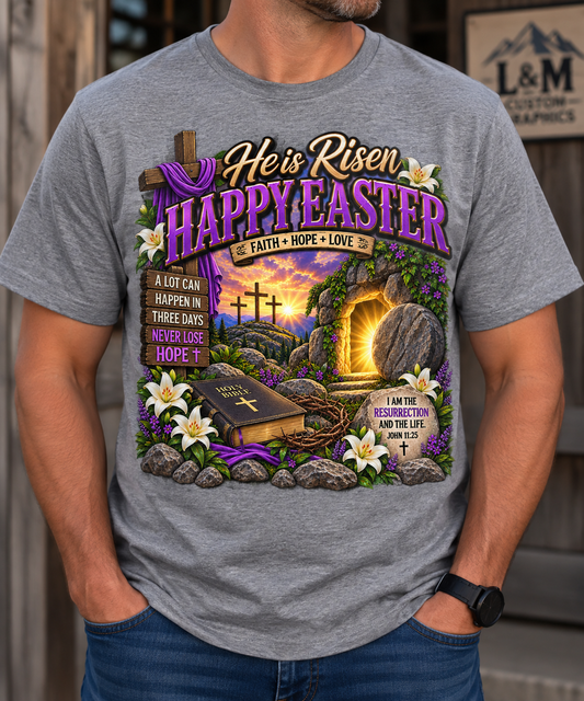 He Is Risen – Happy Easter Christian T-Shirt