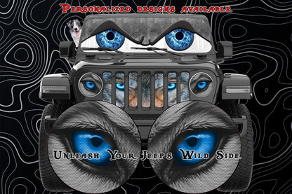 Blue wolf eye for a round beast headlight decal.