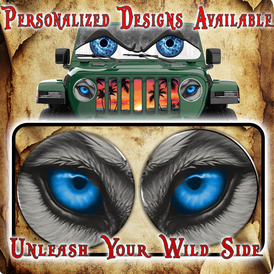 Blue wolf eye for a round beast headlight decal. 30