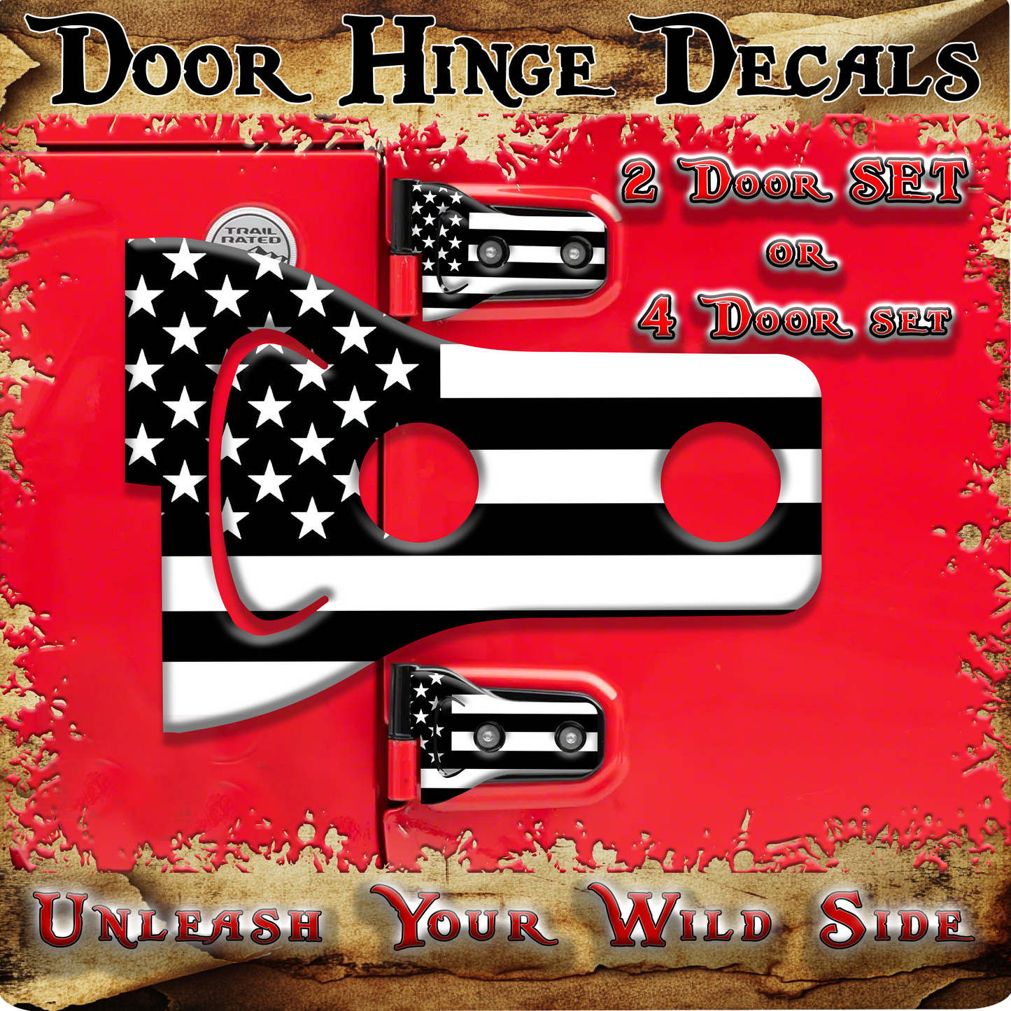 Black and white flag Door hinge decals 33