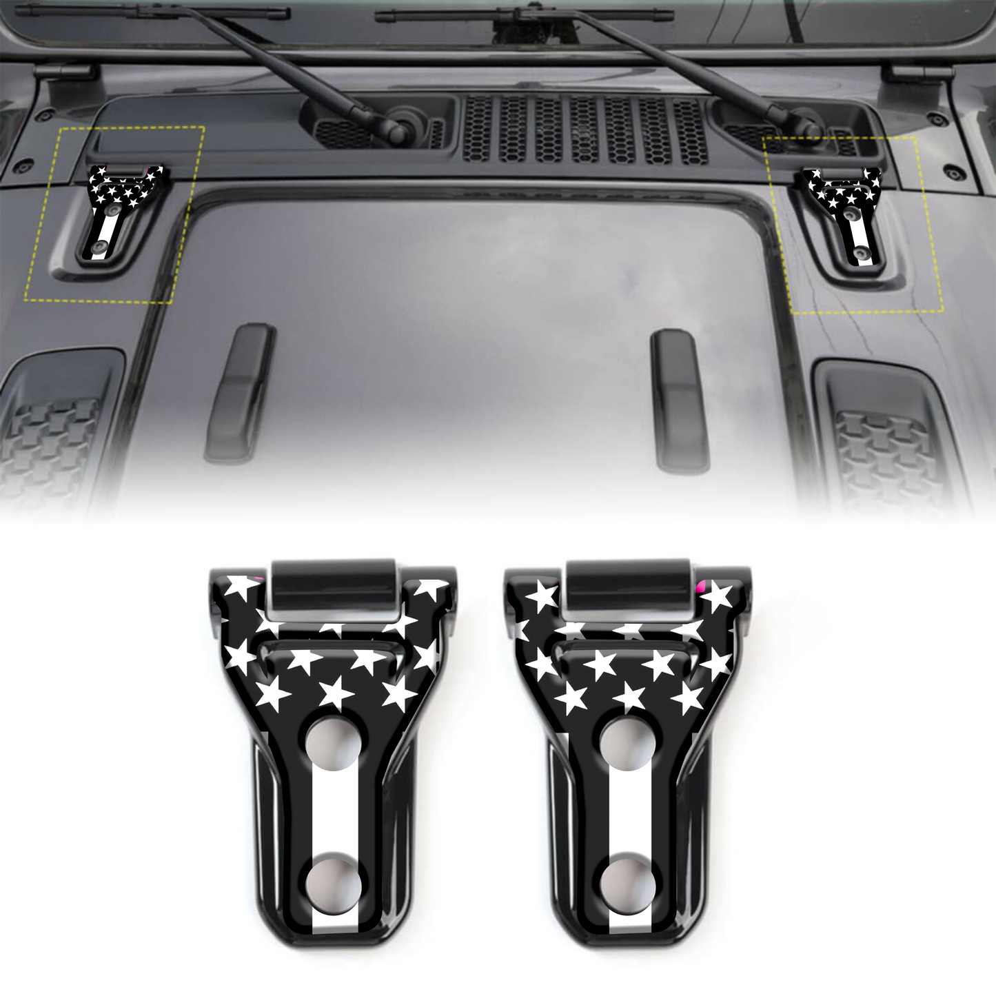 Black and white flag Hood hinge decals 33