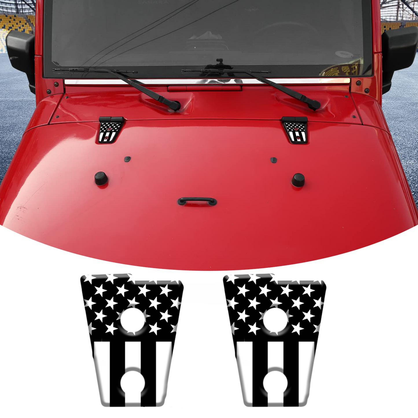 Black and white flag Hood hinge decals 33
