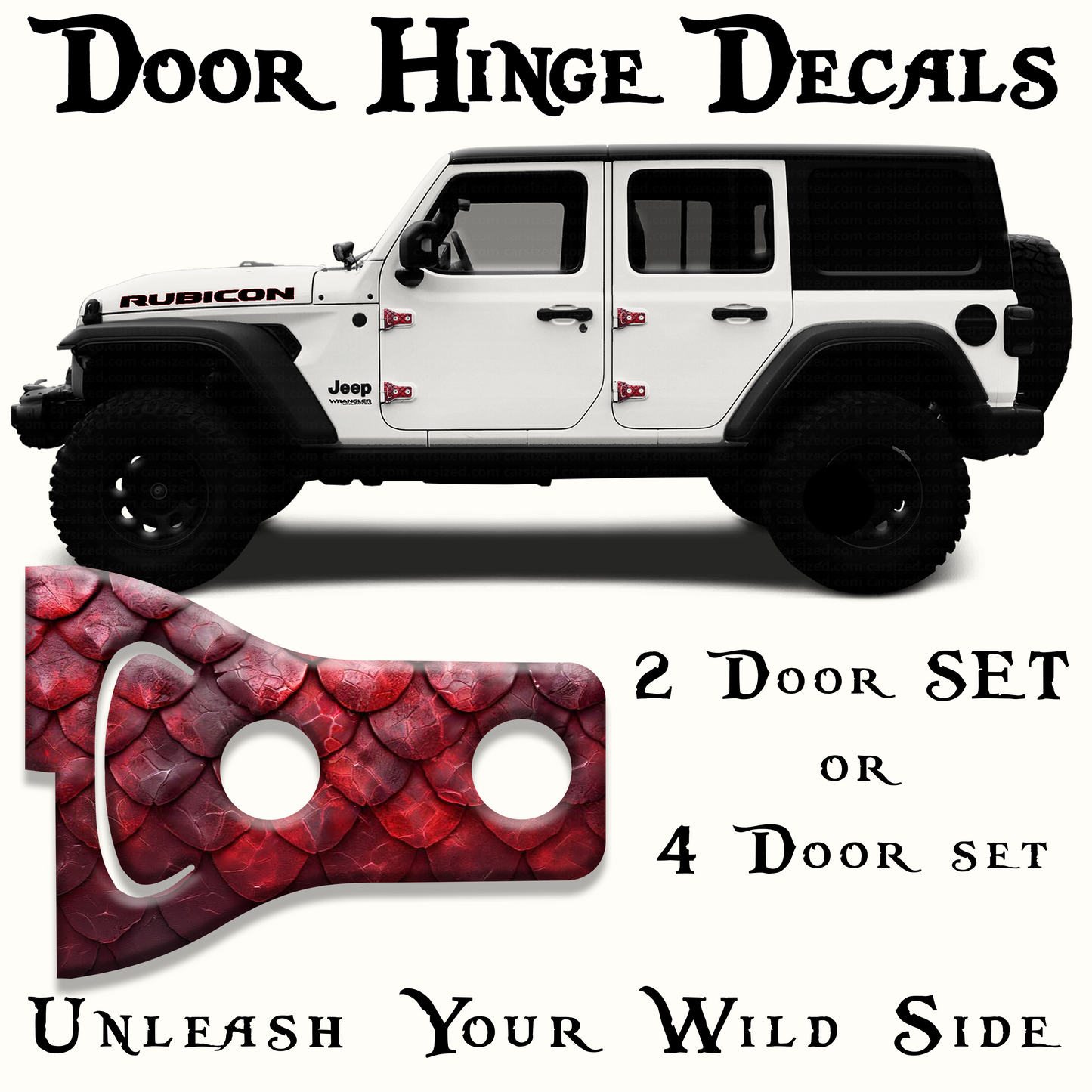Red dragon scales Door hinge decals 77