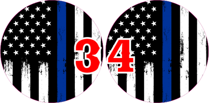 Black and white police American flag headlight decal