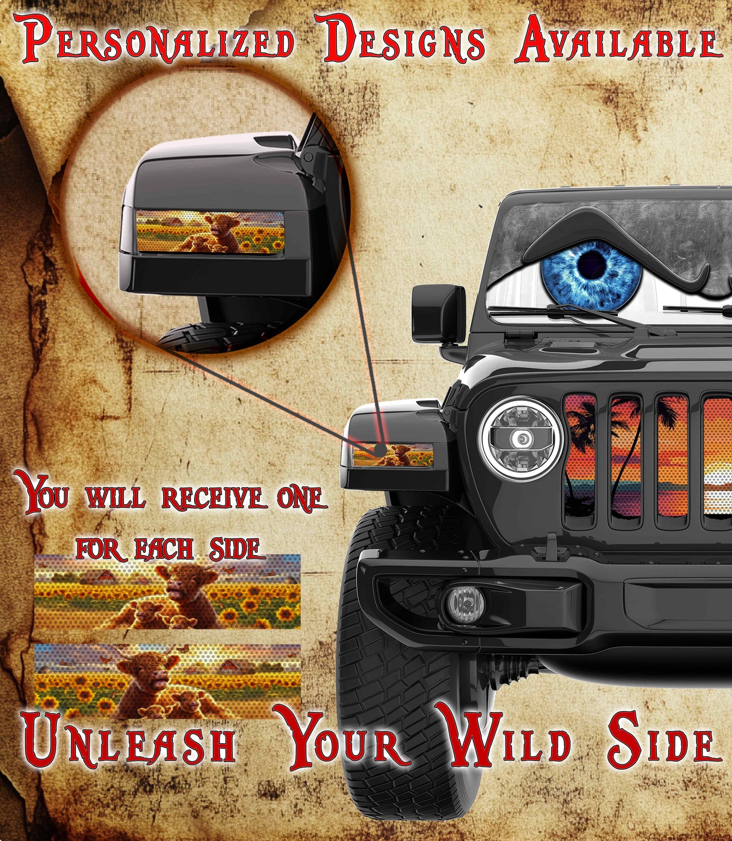 Highland cow and babies Marker light for a Jl or JT 4