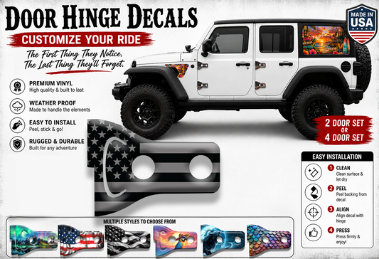 American flag black and gray Door hinge decals 36