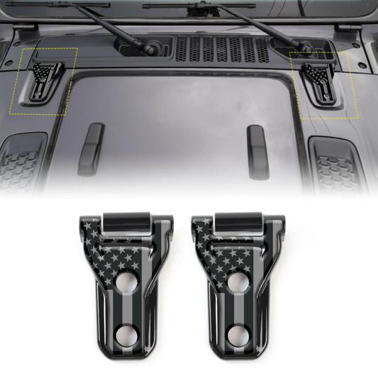 American flag black and gray hood hinge overlay decals 36