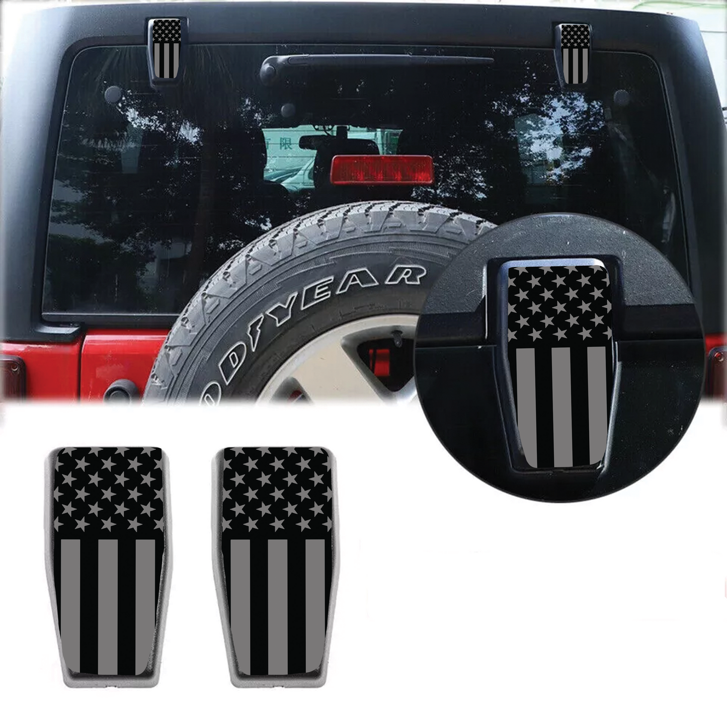 American flag scales Rear liftgate hinge overlay decal 36