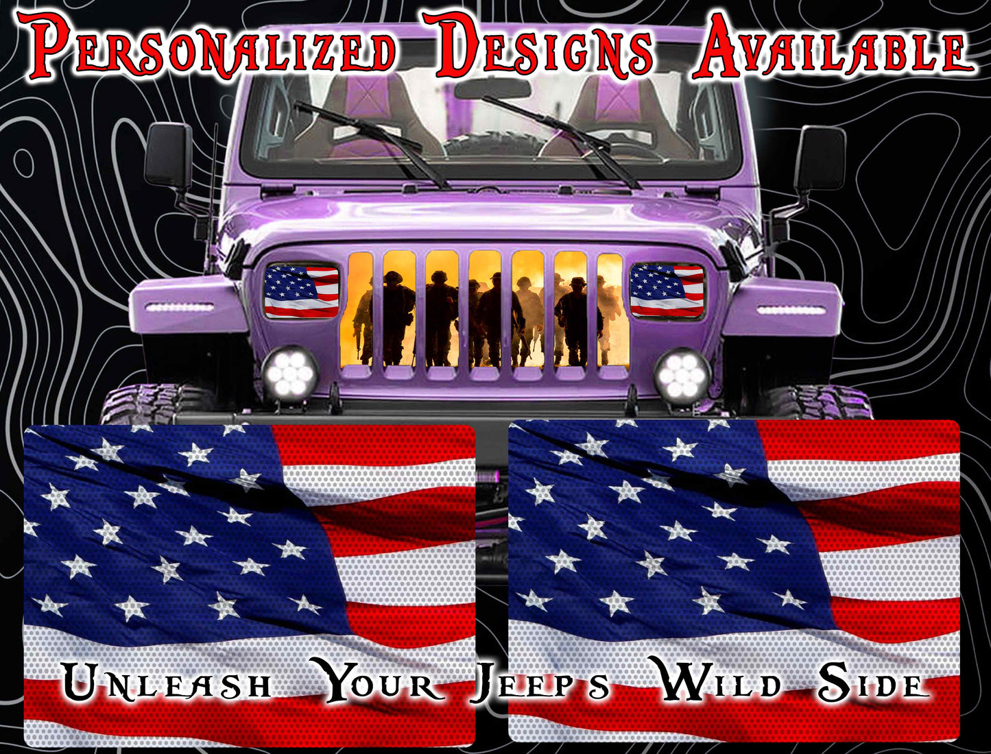 American Flag Eye decals for YJ or 5x7 headlights