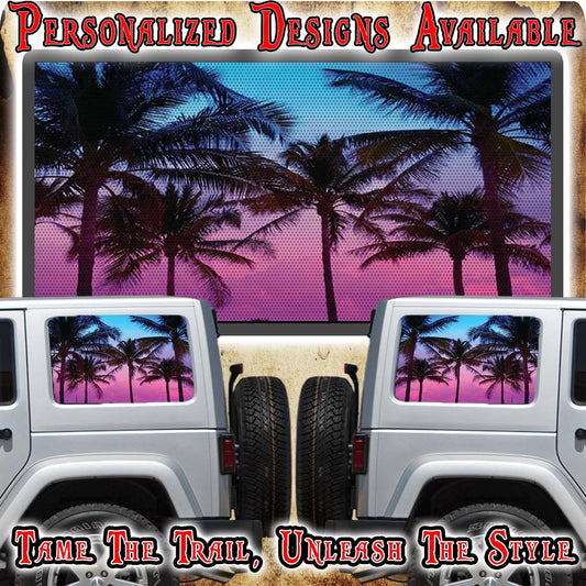 Island Palms Rear quarter window see through graphic.