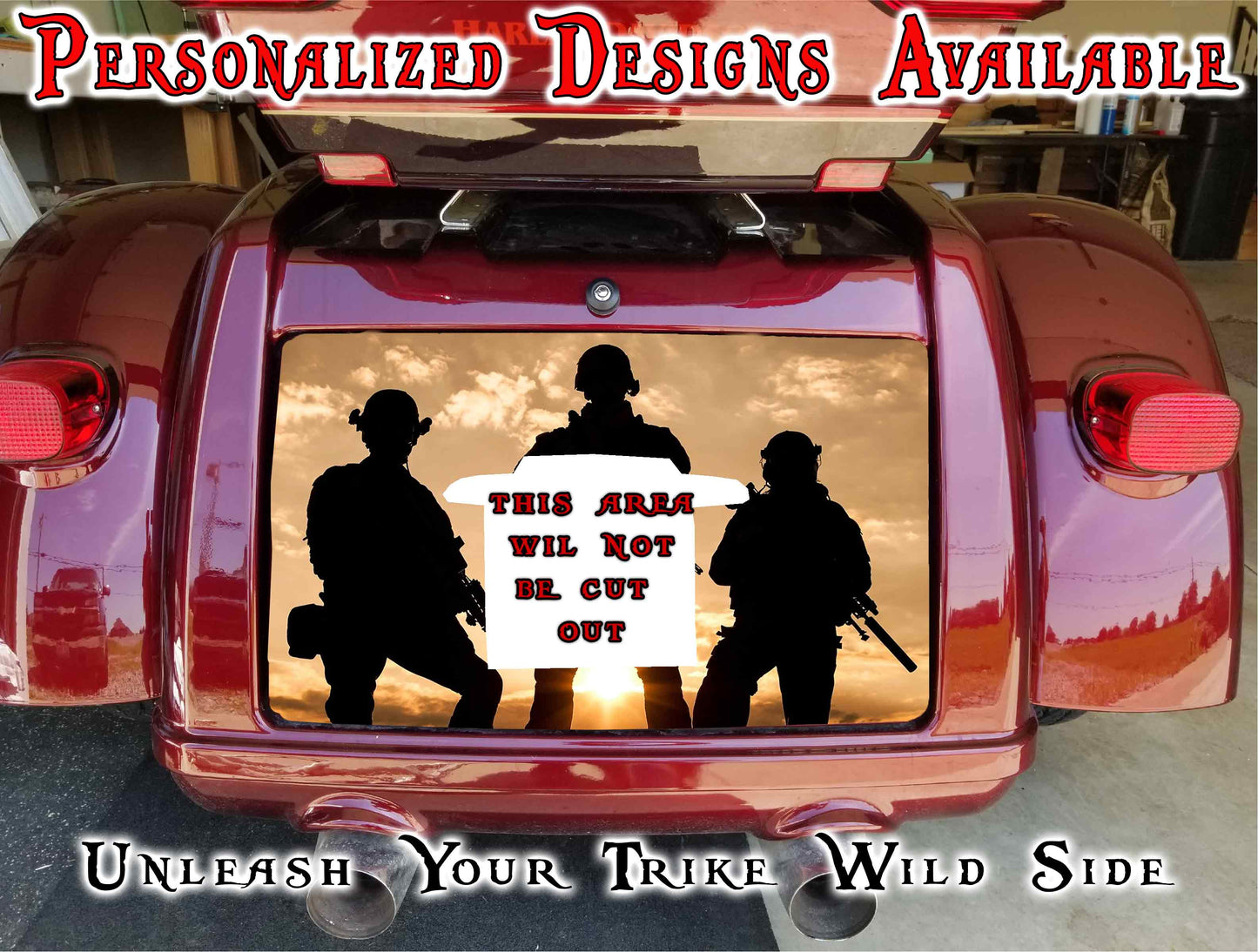 3 Soldiers Harley Davidson Tri Glide trunk decal