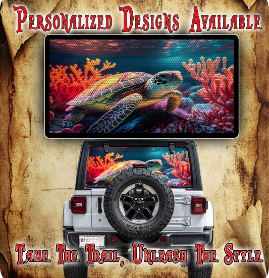 Sea Turtle rear window see through graphic.