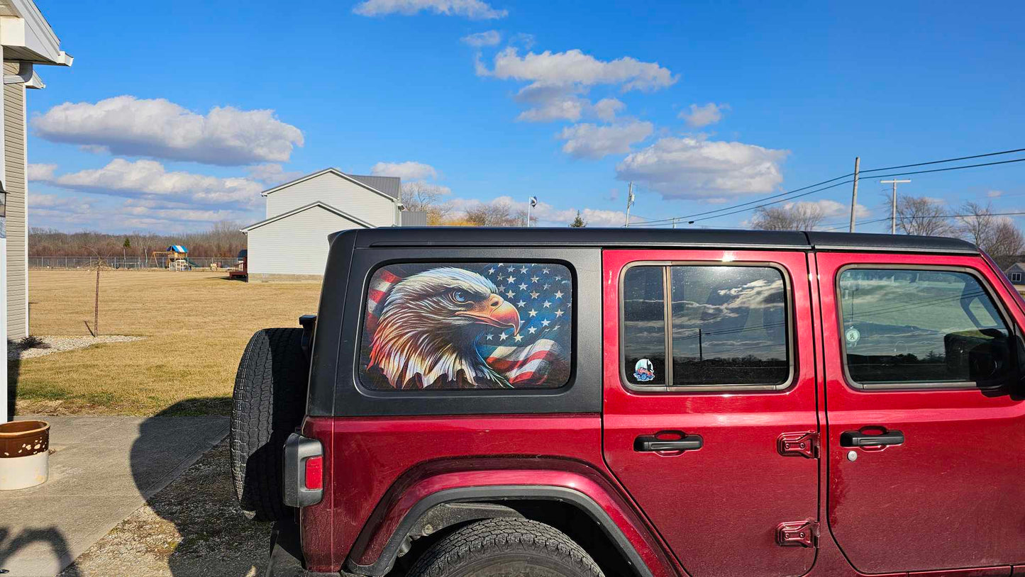 Rear quarter window see through graphic.