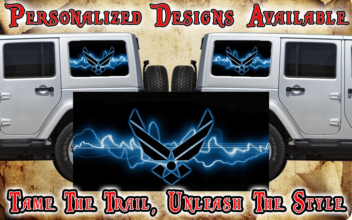 Airforce Rear quarter window see through graphic.