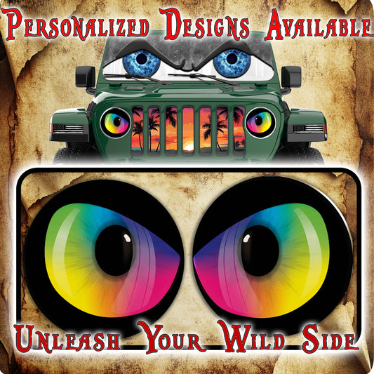mean Rainbow eyes headlight decals 42