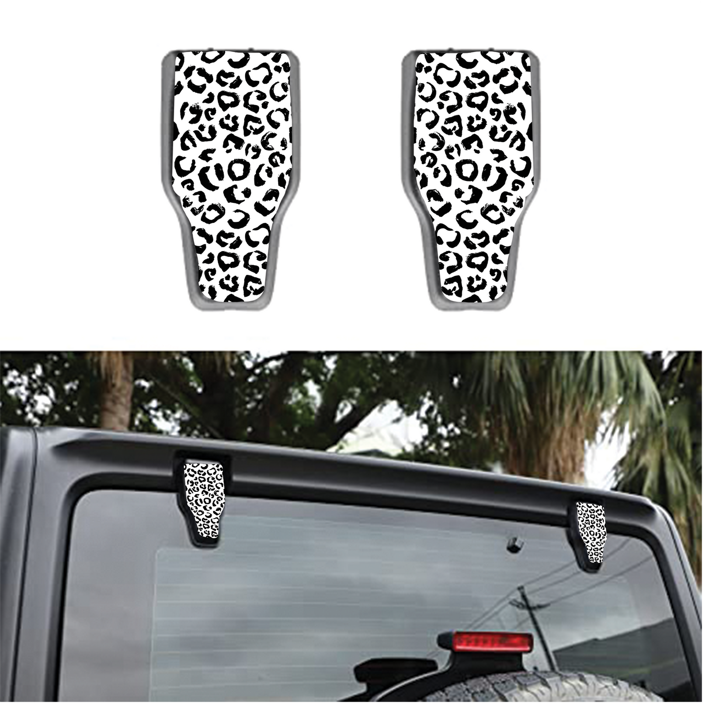 Leopard print liftgate hinge overlay decal 44
