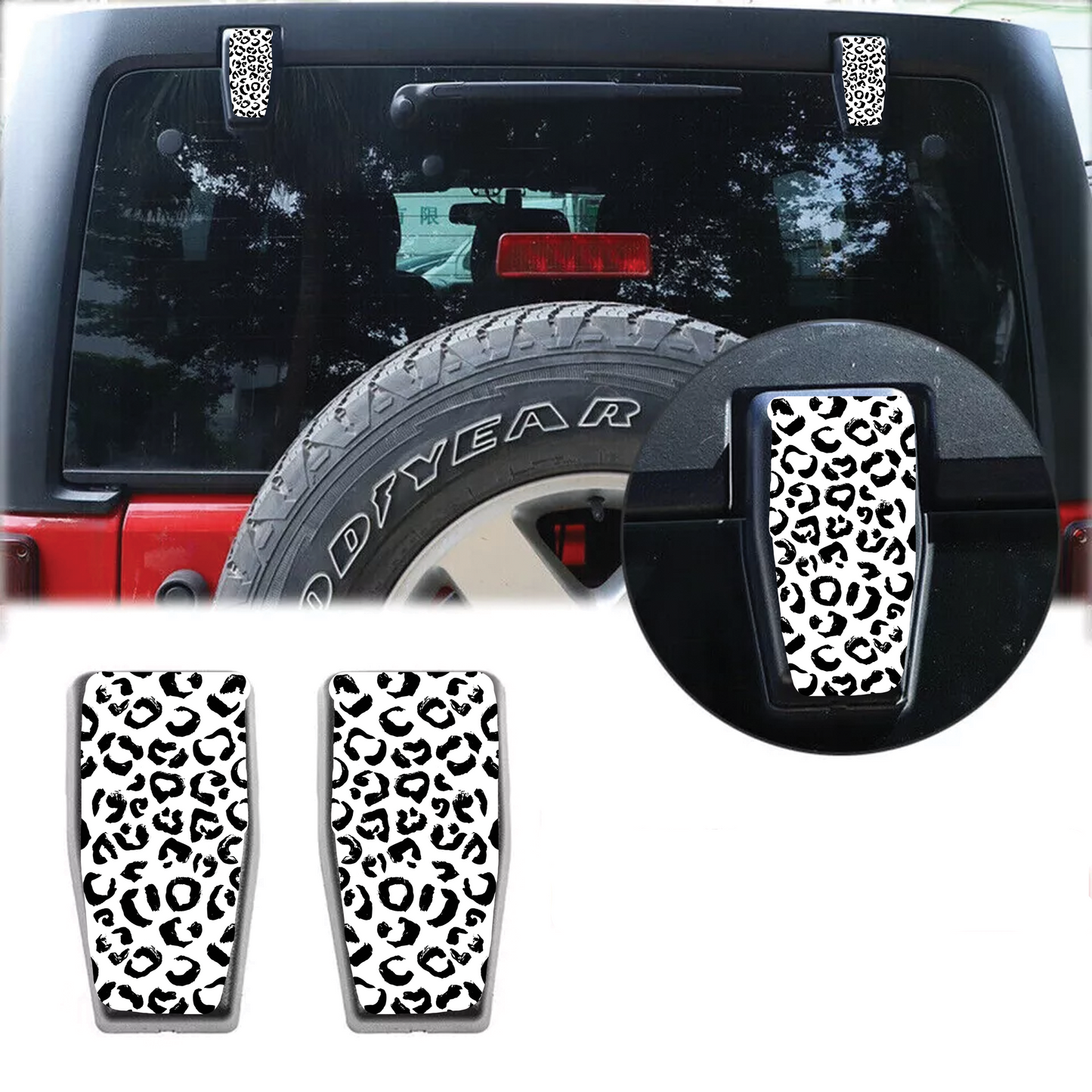 Leopard print liftgate hinge overlay decal 44
