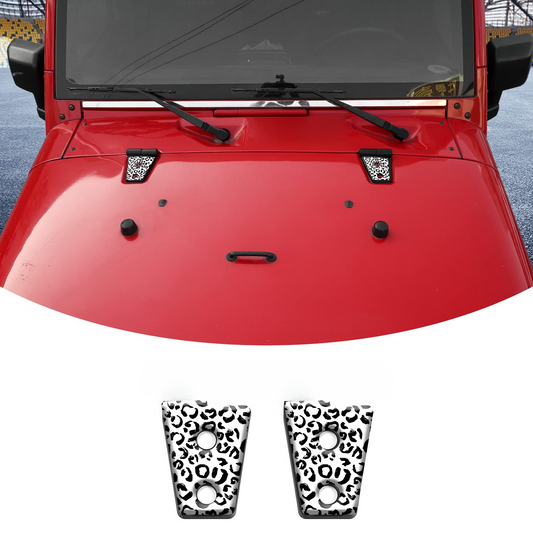 Black and white leopard print hood hinge overlay decals 44